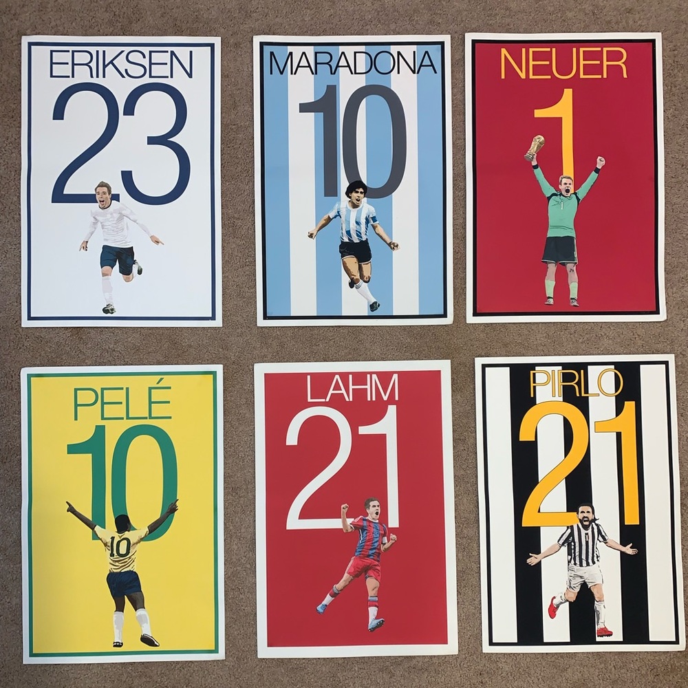 Decorative Watercolor Football Soccer Artwork Print